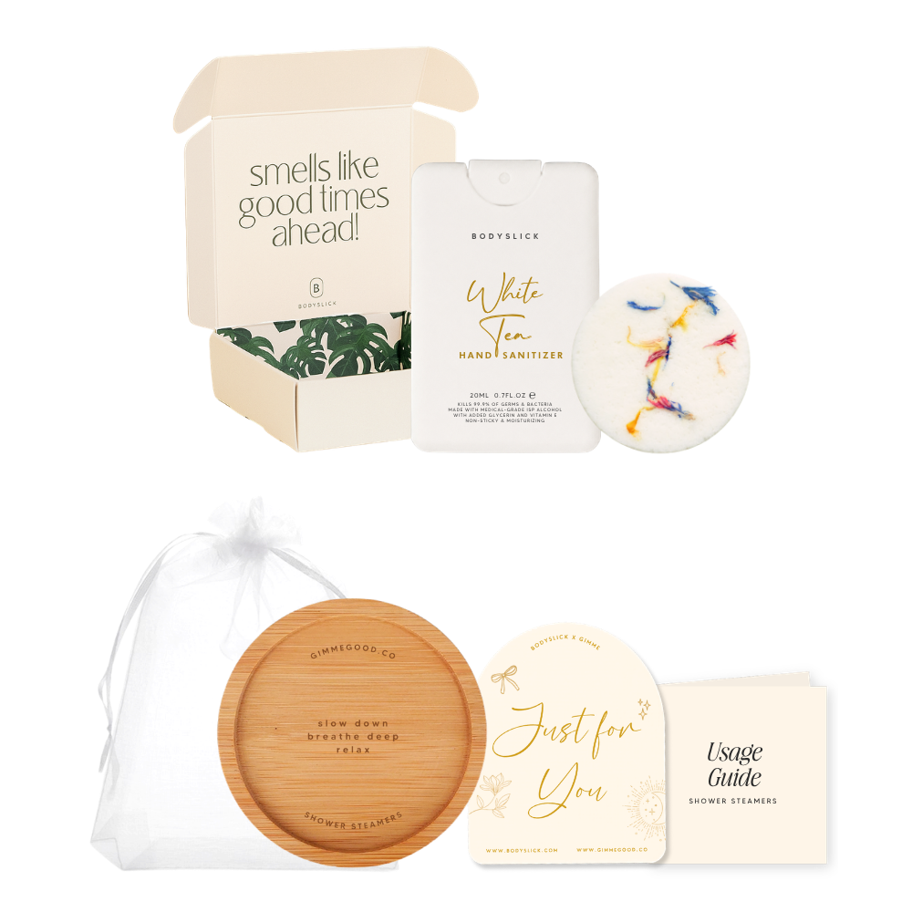 Breathe Easy. Hand Sanitizer & Shower Steamer Gift Set