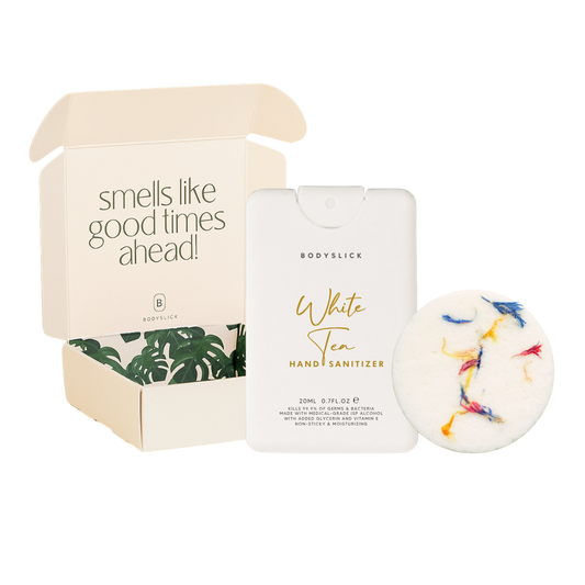 Breathe Easy. Hand Sanitizer & Shower Steamer Gift Set