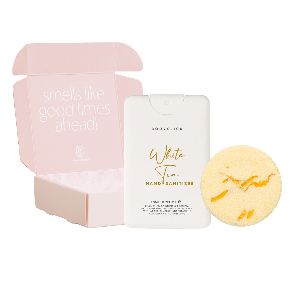 Good Vibes. Hand Sanitizer & Shower Steamer Gift Set