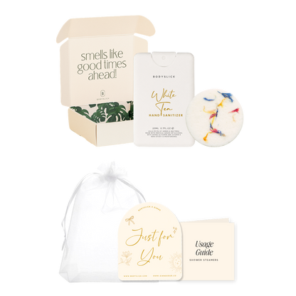 Breathe Easy. Hand Sanitizer & Shower Steamer Gift Set