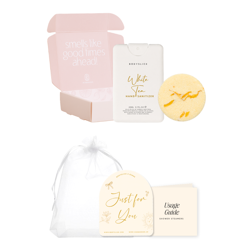 Good Vibes. Hand Sanitizer & Shower Steamer Gift Set