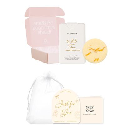 Good Vibes. Hand Sanitizer & Shower Steamer Gift Set